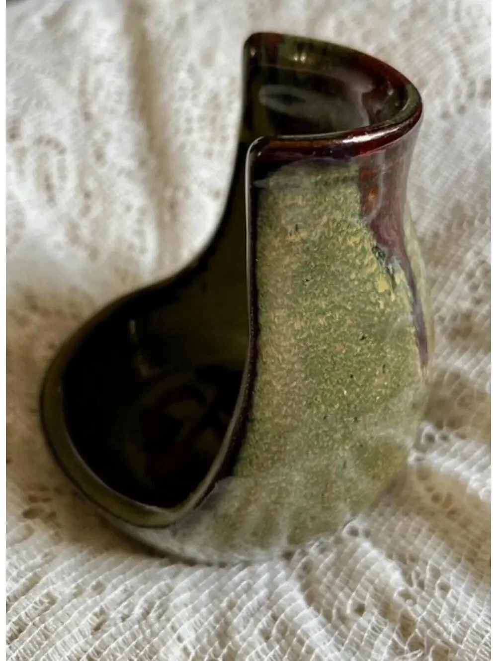 Handcrafted Ceramic Candle or Sponge Holder Glazed Finish Signed Earthy Tones